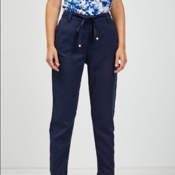 Orsay Navy blue drawstring waist trousers 3 pocket waist 30-32 - Picture 1 of 14